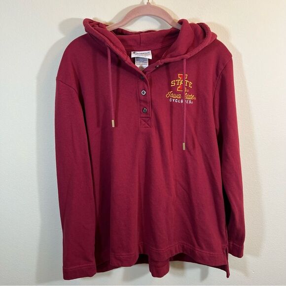 ✨ Champion Women’s Red Quarter Button Iowa State Hoodie Large - Picture 1 of 11
